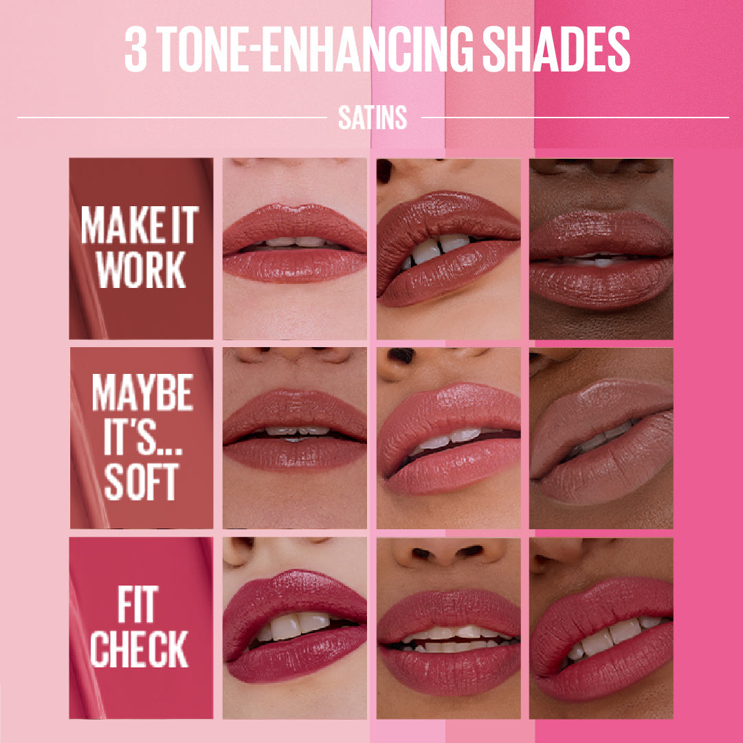 Maybelline Serum Lipstick, Hydrating Lip Makeup with 8HRs of Lip Plumping Moisture with Hyaluronic Acid + Oil Blend 108 Fit Check ( Satin )