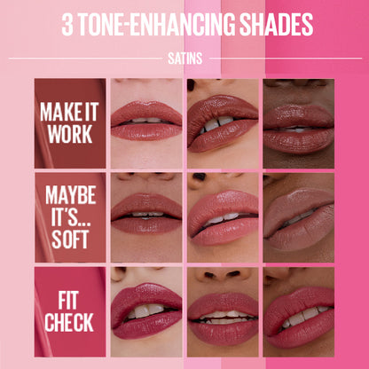 Maybelline Serum Lipstick, Hydrating Lip Makeup with 8HRs of Lip Plumping Moisture with Hyaluronic Acid + Oil Blend 108 Fit Check ( Satin )