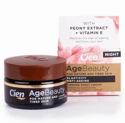 Cien Age Beauty For Mature And Tired Skin +Anti- Wrinkle Firmness Provides Intense hydration Peony extract + Calcium Night Cream ( هيد لبعد عمر ٤٠)