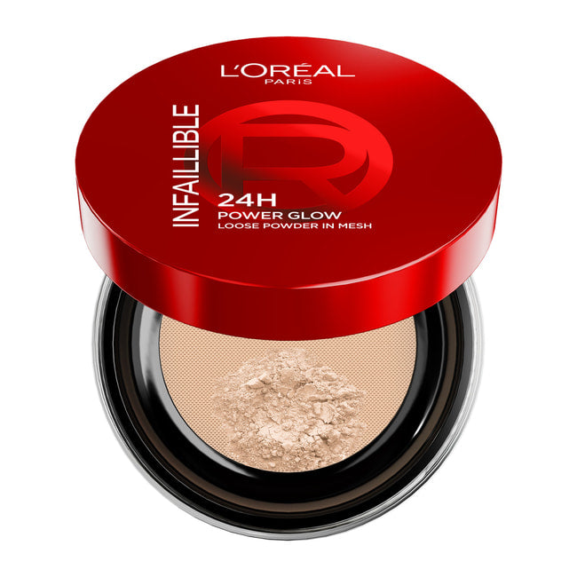L’Oréal Paris Infaillible 24H Power Glow Loose Powder in Mesh, Pore Blurring, Radiant Glow, and Hydrating Formula ( Universal)