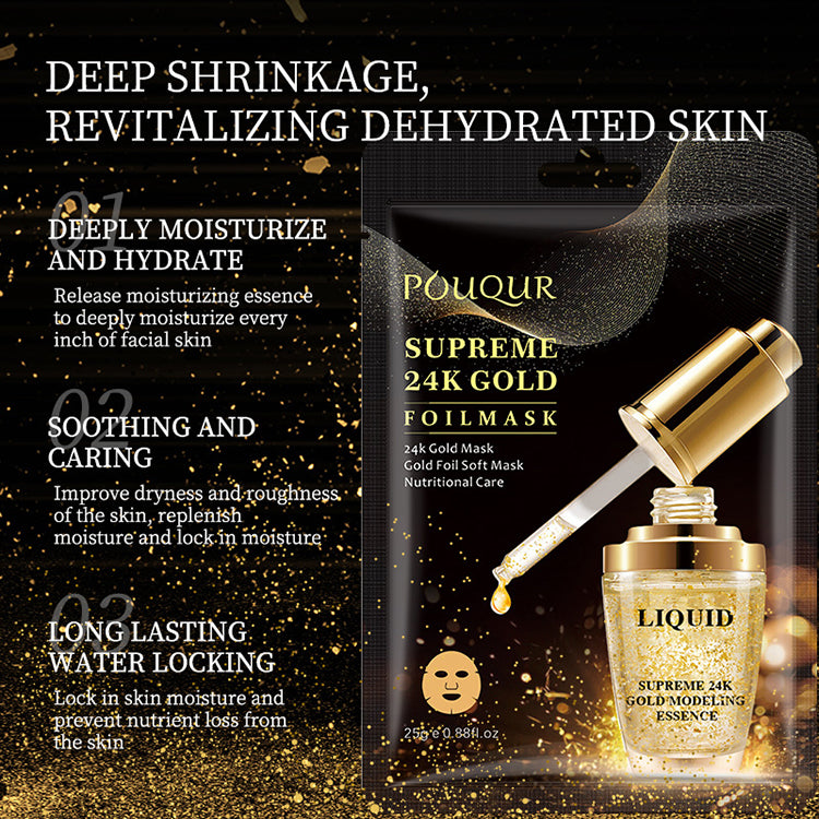 POUQUR Supreme 24K Gold Skin Korean Face Sheet Mask