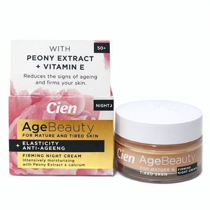 Cien Age Beauty For Mature And Tired Skin +Anti- Wrinkle Firmness Provides Intense hydration Peony extract + Calcium Night Cream ( هيد لبعد عمر ٤٠)
