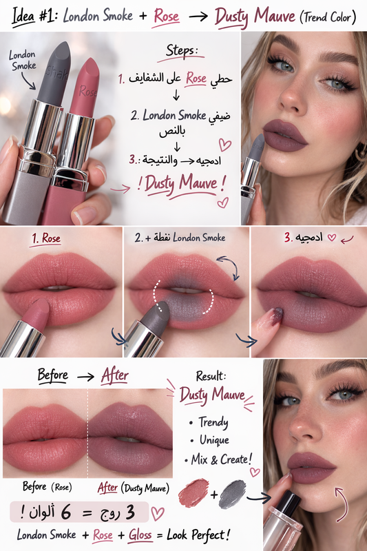 Shaka Matte Lipstick 106 London Smoke  لونه رمادي وظيفته تغير لون الحمرا
