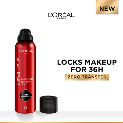 L’Oréal Paris Infaillible 3-second Setting Mist Spray, Locks Makeup For 36h Of Long Wear, With No Transfer, No Marks, No Stickiness