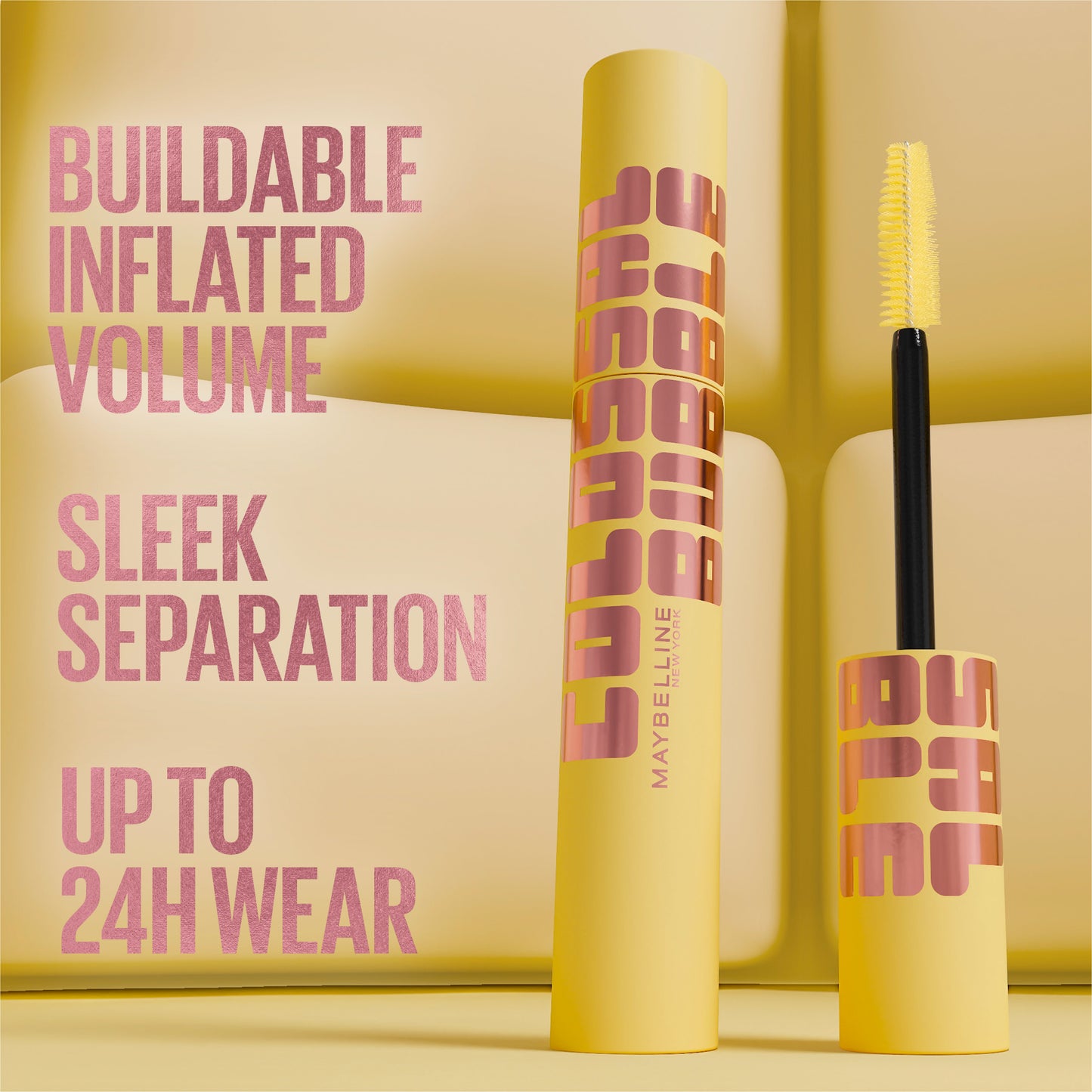 Maybelline The Colossal Bubble Washable Mascara, Buildable Mascara Volume and Length Formula for Bold, Separated Lashes