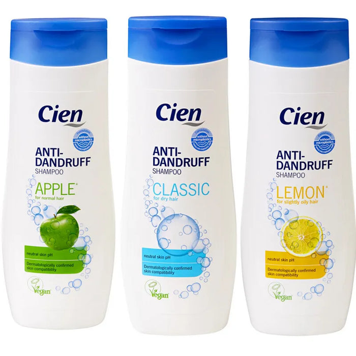 Cien Anti- Dandruff Shampoo 
Lemon For Oily Hair PH Neutral For The Skin Dermatologically Tested شامبو ضد القشره