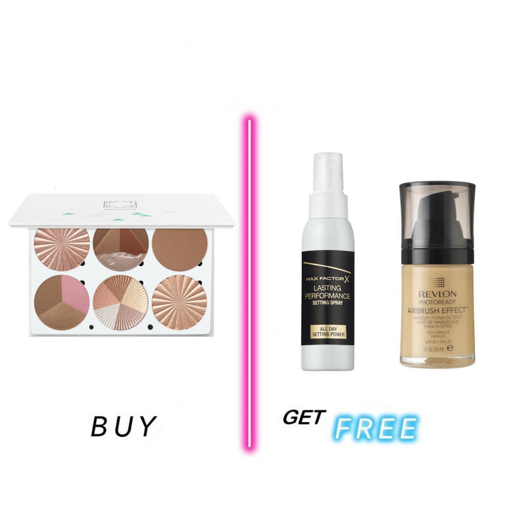 Buy Ofra Pro Palette On The Glow  Highlighter Blush Bronzer Palette Get Setting Spray + Foundation For Free ( Pre-order )