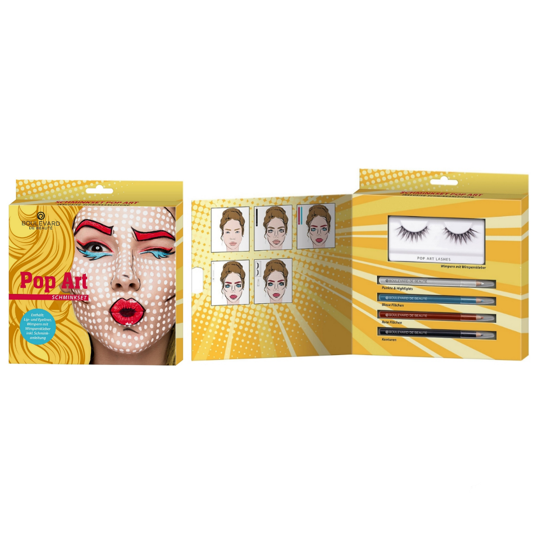 Buy Boulevard de Beaute
Makeup Set - Pop Art ( Kohl White Blue Black + Red Lip Liner + Eyelashes ) Get Free 90 pcs Capsule Aloe Vera