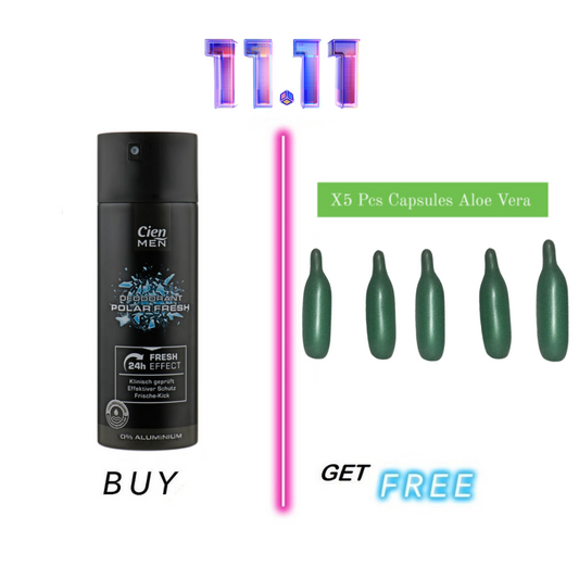 Buy Cien Men Deodorant Body Spray Polar Fresh , 200 ml , 0 Aluminum 24 Hours Get Free 5 pcs Capsule Aloe Vera