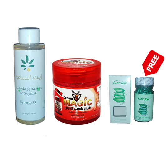 Saad Oil Hair Removal 100ml زيت السعد Natural 100% + Magic Foot Cream كعب الغزال + Free 90 Ampoule