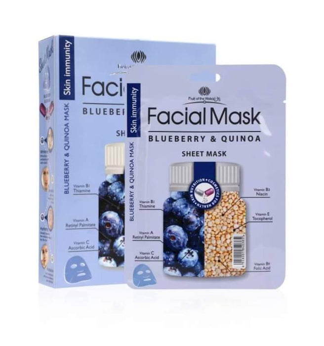 Fruit Of Wokali Facial Sheet Mask Blueberry 🫐 & Quinoa ( Vitamin A , B¹ , B² , B³ , C & E ) ( All Type Skin )