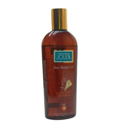 Buy Jolen Sun Sheild Tanning Oil ( Excellent Golden ) UVA + UVB Protection Enriched With Turmeric & Vitamin E , SPF 5 , 200 ml , Get A Free After Sun Facial Mask