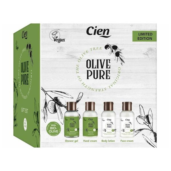 Cien Olive Pure - Coffret 4×50 ml ( Hand Cream , Face Cream , Shower Gel & Body Lotion ) ©